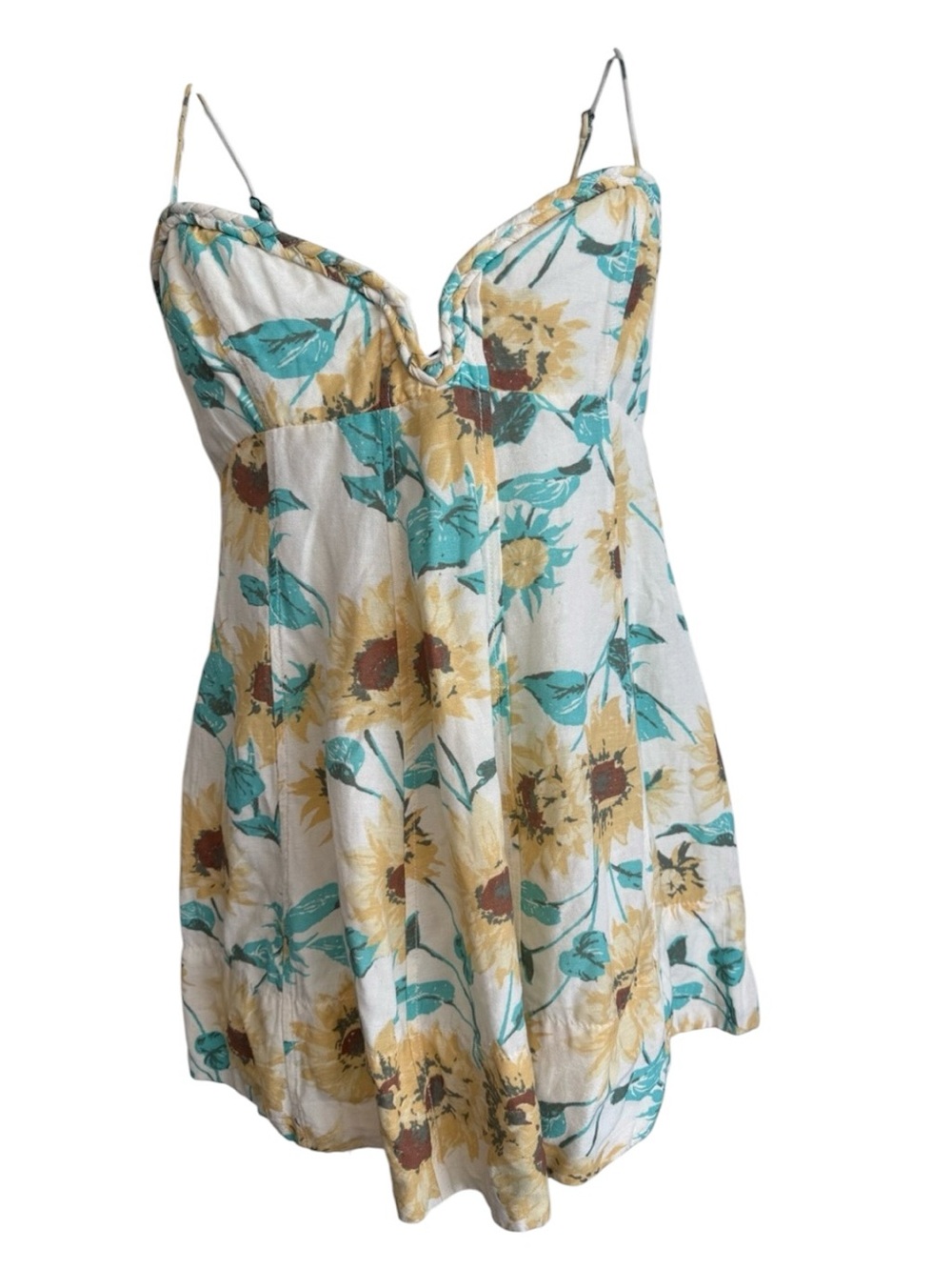 Free People Altura Printed Mini Dress Pale Sunflower Combo XL - Picture 4 of 13
